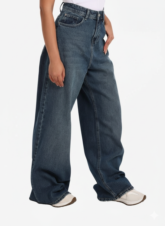 Dark Mid-Rise Baggy Jeans
